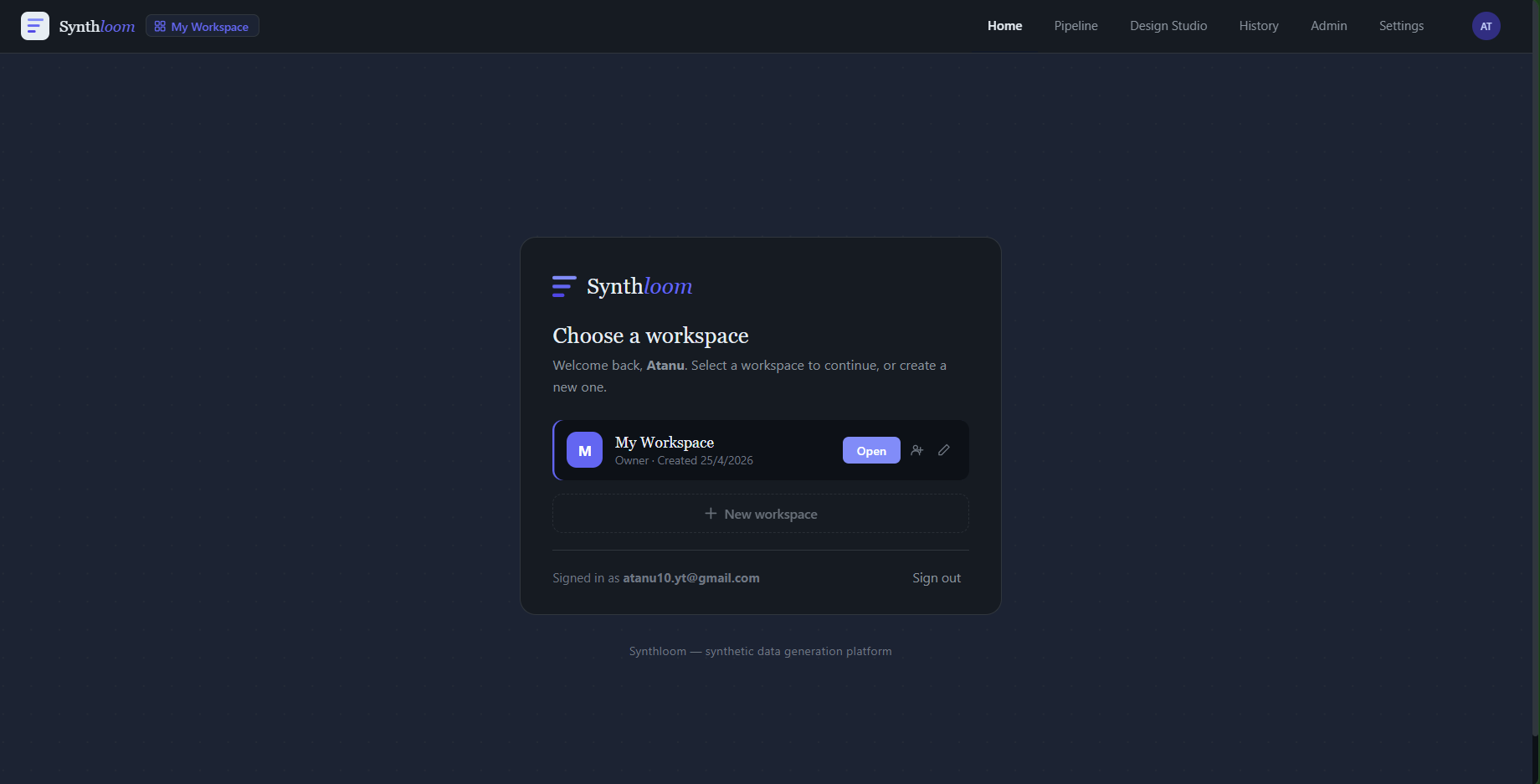 Workspace Selector screenshot